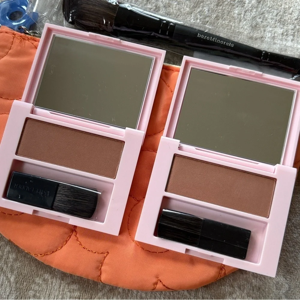 Brand New Estee Lauder Set of 2 Bronzers bareMinerals Cheek & Eye Brush & Bag